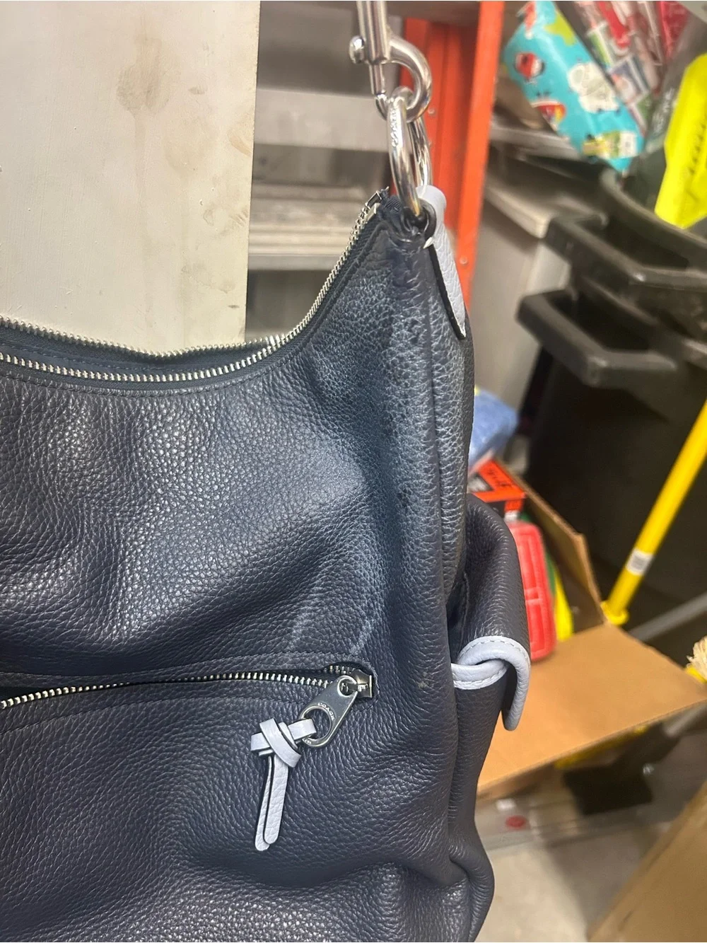 Coach Navy Blue Leather Hobo Shoulder Bag